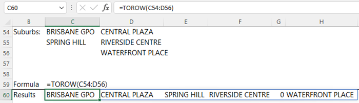 Excel TOROW Function example 1