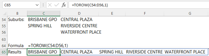 Excel TOROW Function example 2