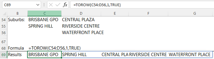 Excel TOROW Function example 3