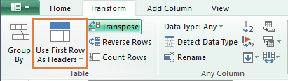 Power Query promote first row to headers