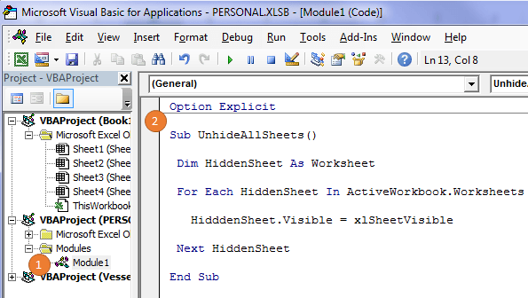 how to unhide all sheets in excel at once