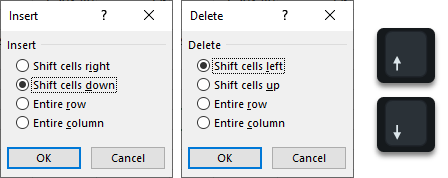 excel shift cells down accidentally