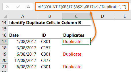 using COUNTIF to identify duplicates