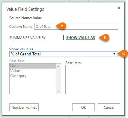 value field settings