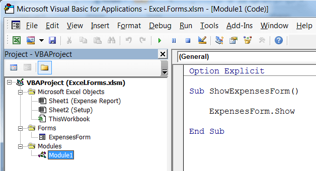 VBA to show the form