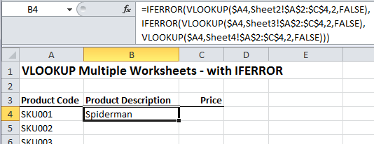 Excel VLOOKUP Multiple Sheets