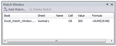 Excel Watch Window