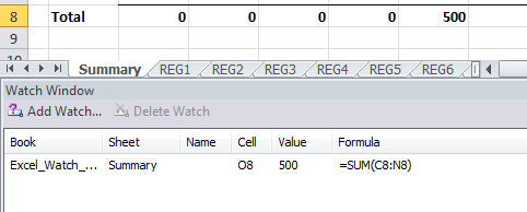 Excel Watch Window