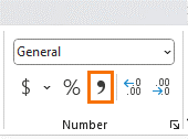 Don't use comma icon from Ribbon to set number format