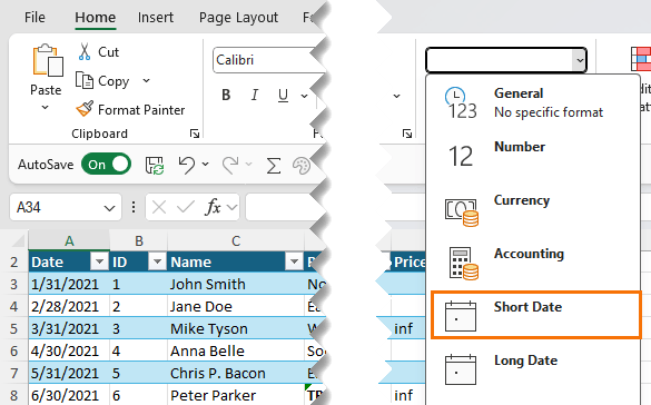 Format dates to short date if time not needed