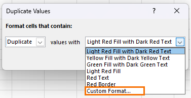 Set custom format for duplicate values