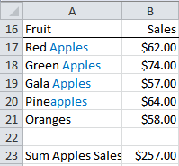 Excel SUMIF text in a string using wildcards