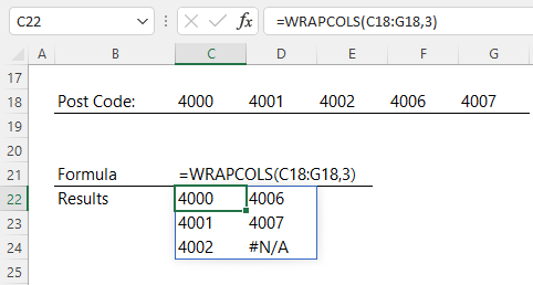 WrapCols Function example 1