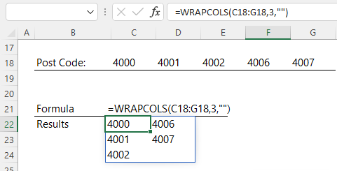 WrapCols Function example 2