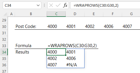 WrapRows Function example 1