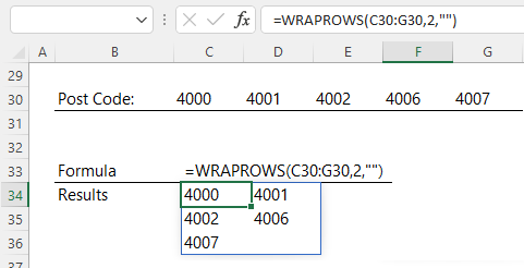 WrapRows Function example 2