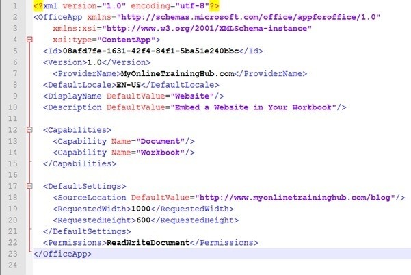 App for Office XML Manifest